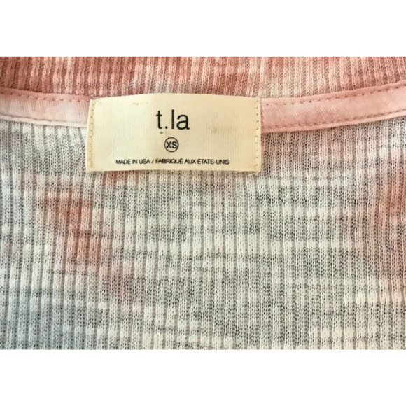 Anthropologie t.la Jill Babydoll Ribbed Tie-Dye Pink/White Top - Size Extra SM - Picture 4 of 9